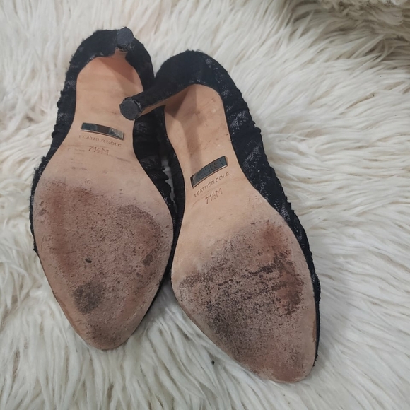 Badgley mishka women's black lace round toe 4.5" heels size 7.5 - Picture 3 of 9